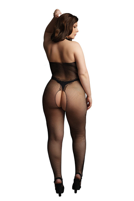 Le Désir Black Fishnet And Lace Bodystocking XL