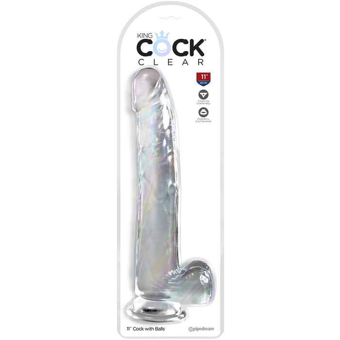 King Cock 11 Inch Ballsy Dildo in Clear