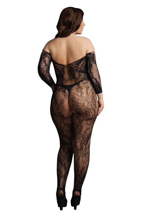 Le Désir Black Lace Sleeved Bodystocking XL