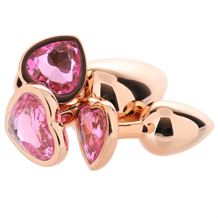 Rear Assets Heart Gem Metal Plug Kit in Rose