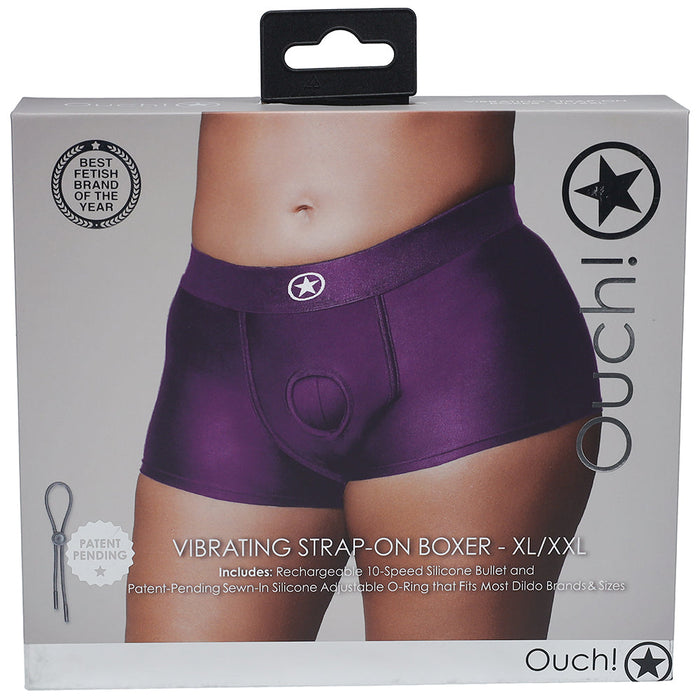 Ouch! Vibrating Purple Strap-on Boxer in XL/2XL