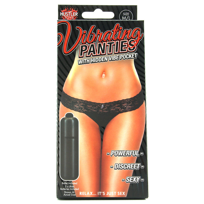 Vibrating Panties with Hidden Vibe Pocket Black in M/L