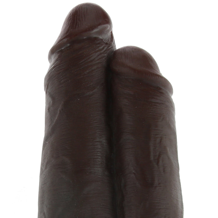 King Cock 9" Two Cocks One Hole Dildo in Chocolate