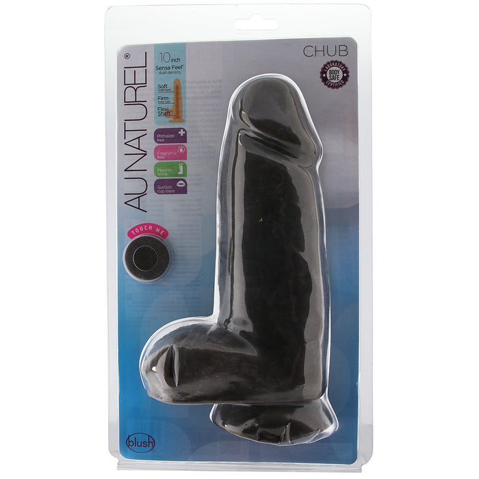 Au Naturel Chub 10 Inch Sensa Feel Dildo in Chocolate