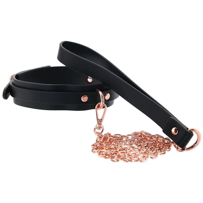 Bondage Couture Collar & Leash in Rose Gold