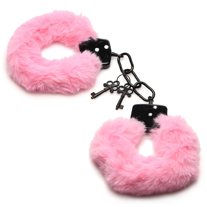 Master Series Cuffed In Fur Furry Handcuffs in Pink