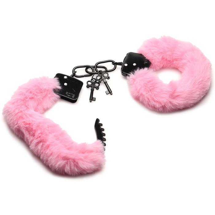 Master Series Cuffed In Fur Furry Handcuffs in Pink