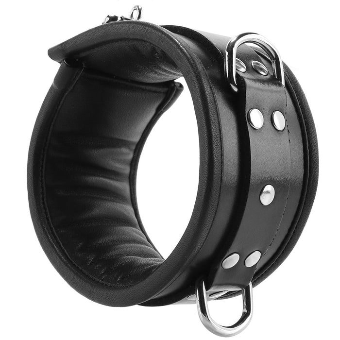 Padded Leather Collar in Black