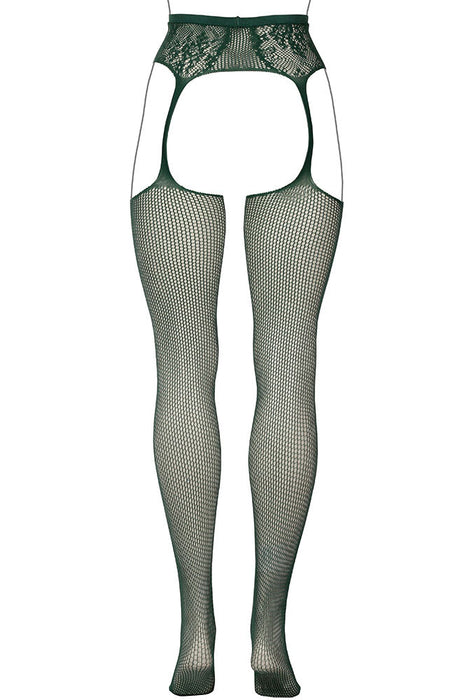 Le Désir Green Fishnet & Lace Garter Belt Combo XL