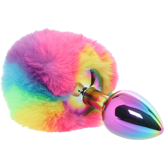 Gemsations 3 Inch Bunny Tail Butt Plug in Rainbow