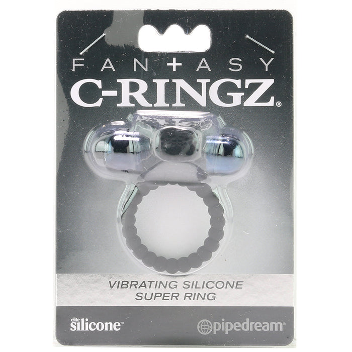 Vibrating Silicone Super Ring in Black