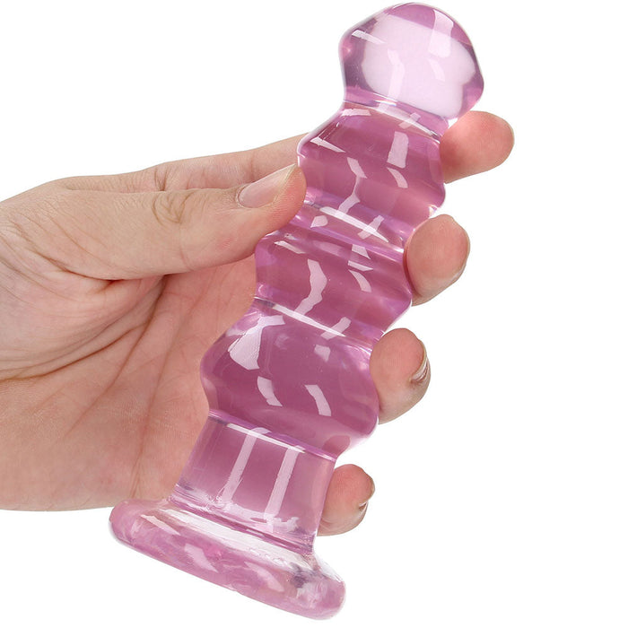 RealRock Crystal Clear Jelly 5.5 Inch Curvy Dildo in Pink