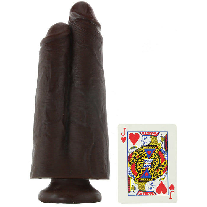 King Cock 9" Two Cocks One Hole Dildo in Chocolate