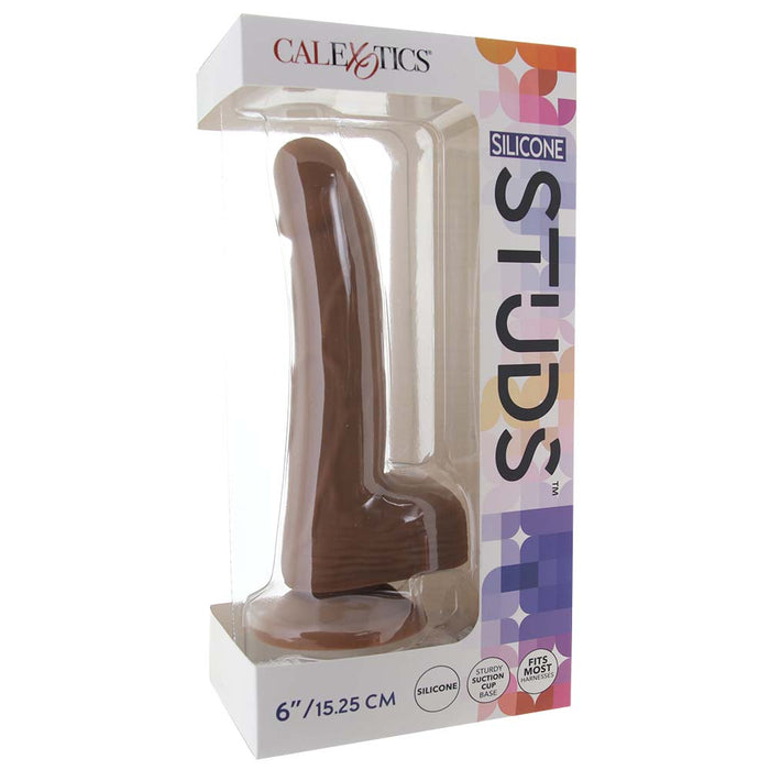 Silicone Studs 6 Inch Dildo in Brown