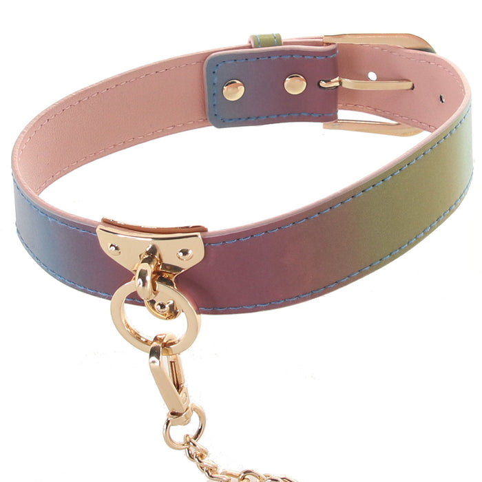 Spectra Bondage Collar & Leash in Rainbow