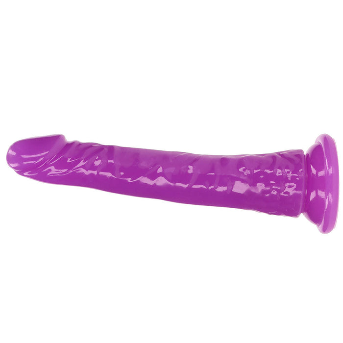 RealRock Glow In The Dark 8 Inch Slim Dildo in Purple