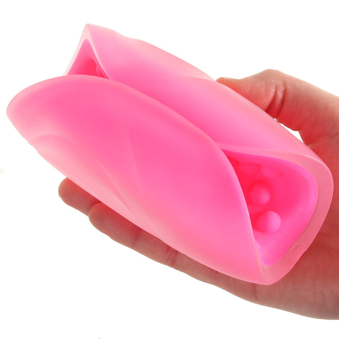 The Gripper Beaded Grip Open Sleeve Masturbator in Pink