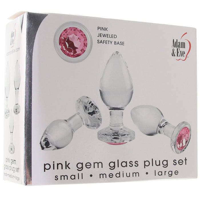 Adam & Eve  Pink Gem Glass Plug Set