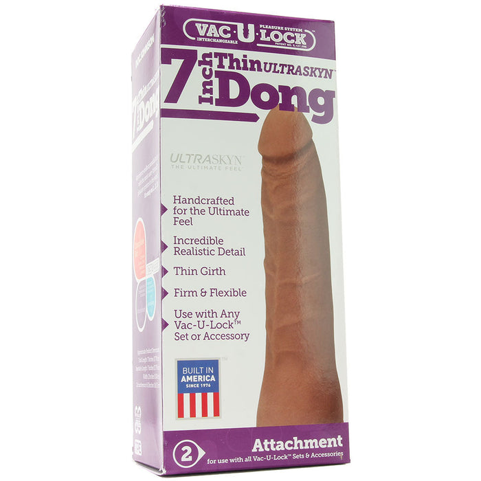 7 Inch Thin ULTRASKYN Vac-U-Lock Dildo in Brown