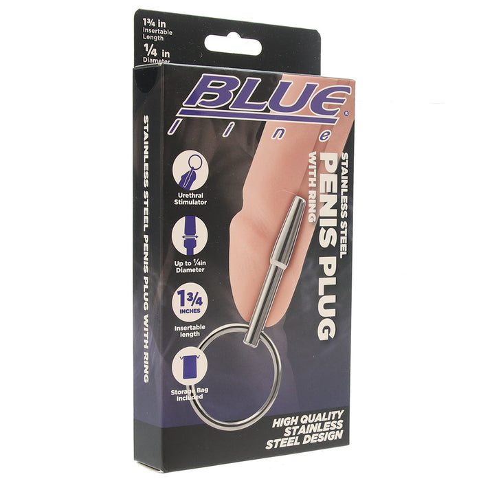 Blueline Stainless Steel Penis Plug with Ring