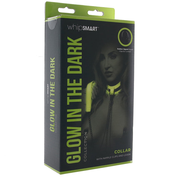 WhipSmart Glow In The Dark Collar, Nipple Clips & Leash