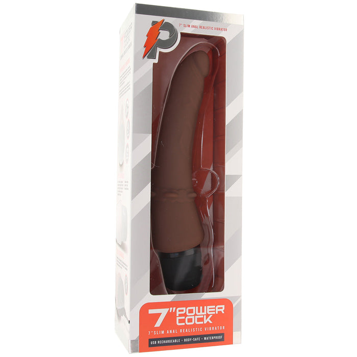 Power Cock 7 Inch Slim Realistic Vibe in Dark Brown