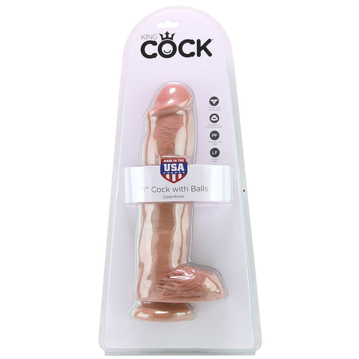 King Cock 11" Cock with Balls in Tan