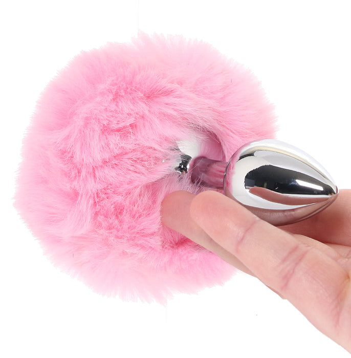 WhipSmart 3 Inch Fluffy Bunny Metal Plug in Pink