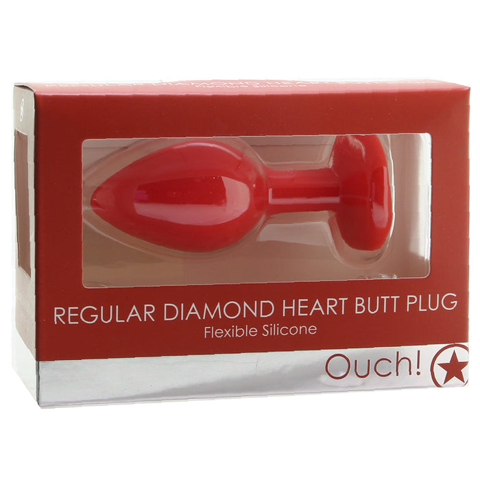 Regular Diamond Heart Butt Plug in Red