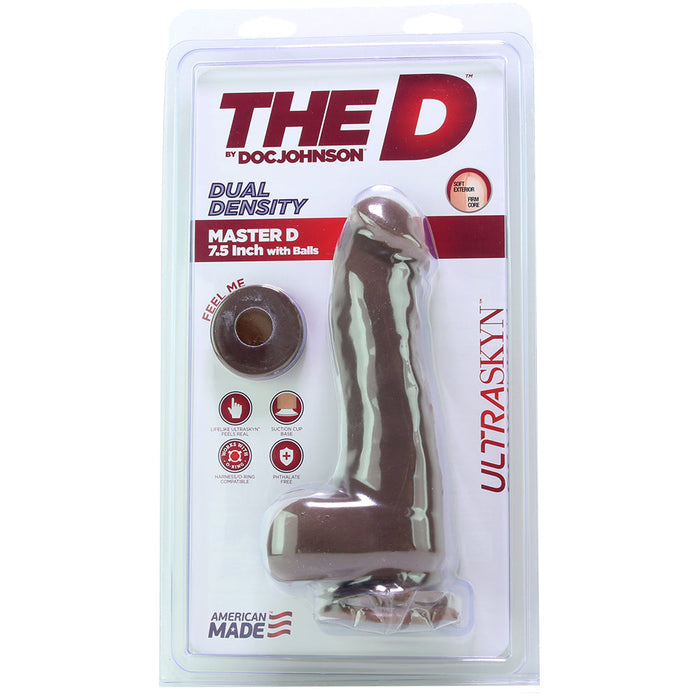 The Master D 7.5 Inch ULTRASKYN Ballsy Dildo in Chocolate