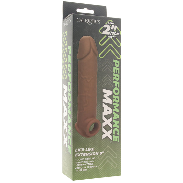 Performance Maxx 8 Inch Silicone Extender in Brown