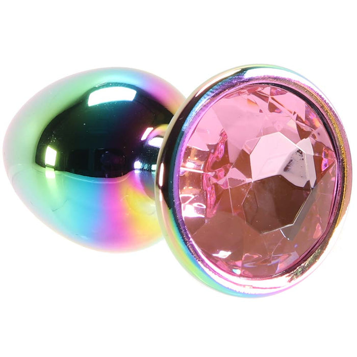 Small Aluminum Plug with Pink Gem in Multicolor