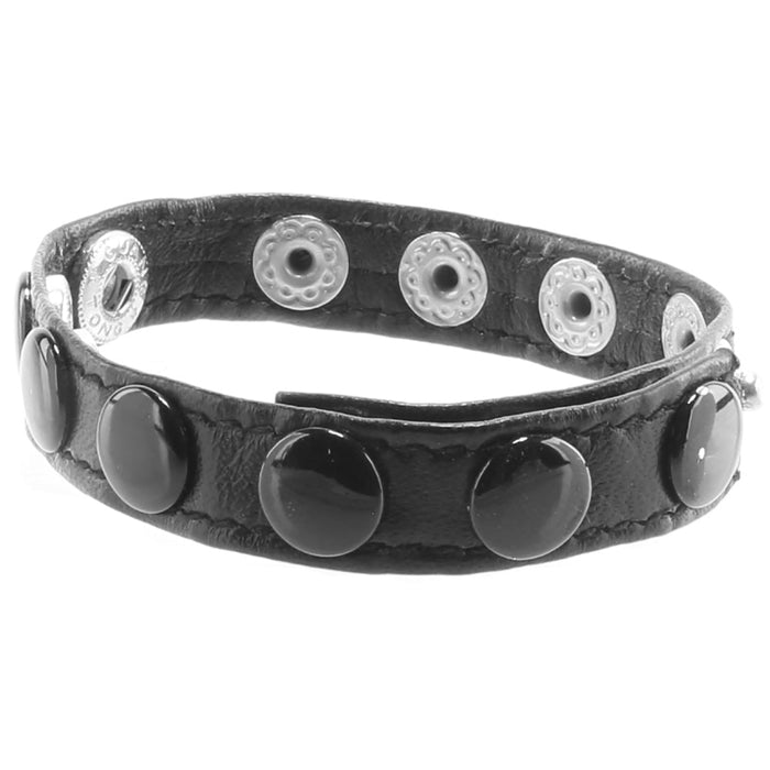 Leather Single Multi Snap Strap Cock Ring in Black