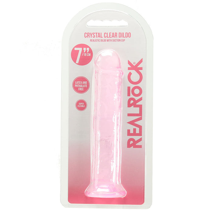 RealRock Crystal Clear Jelly 7 Inch Dildo in Pink