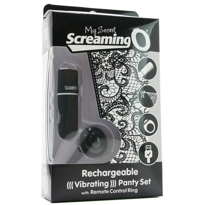 Vibrating Panty Set with Remote Ring in Black