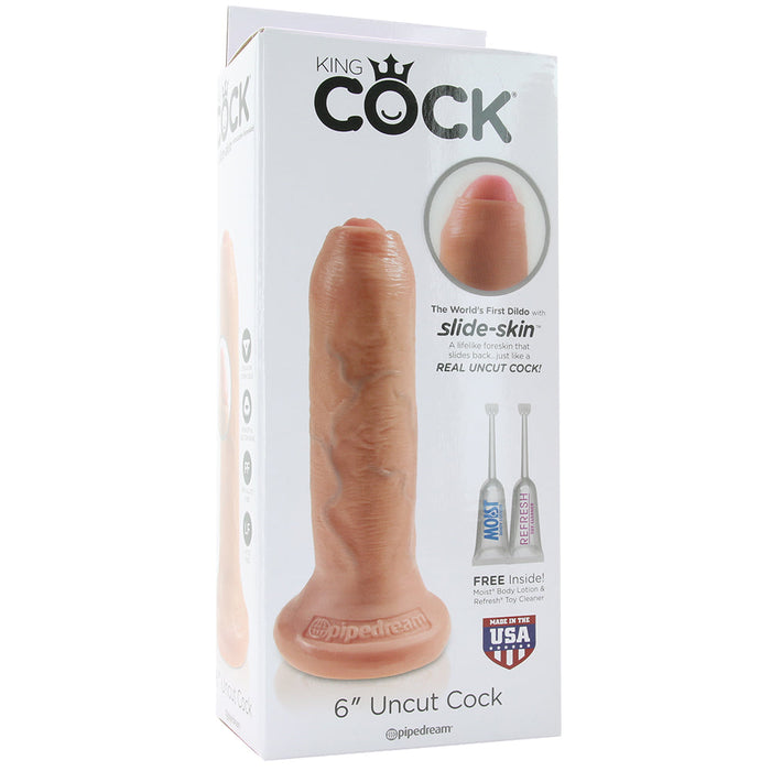 King Cock 6 Inch Slide-Skin Uncut Cock in Vanilla