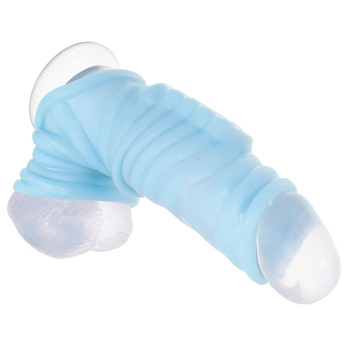 Power Sleeve Ribbed Vibrating Enhancer in Blue