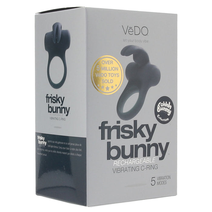 Frisky Bunny Vibrating Ring in Black Pearl