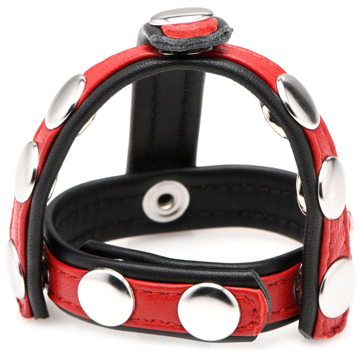 Strict Cock Gear Leather Snap-On Harness in Red