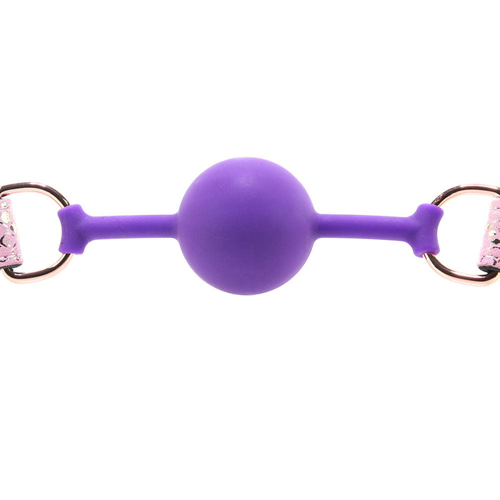 Purple Silicone Ball Gag with Snake Print Strap