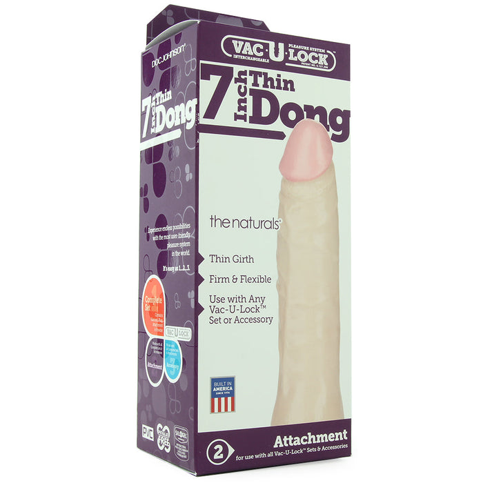 Thin Natural 7 Inch Vac-U-Lock Dildo