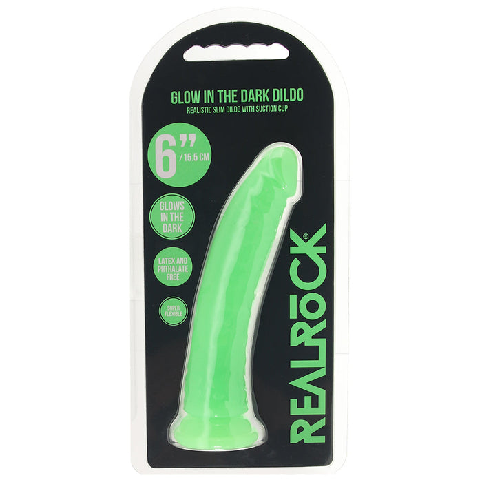 RealRock Glow In The Dark 6 Inch Slim Dildo in Green