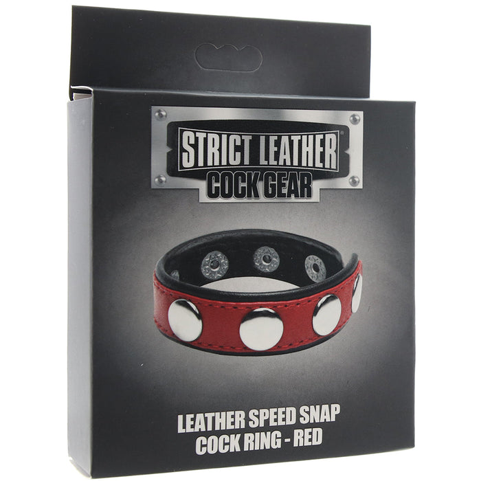 Strict Cock Gear Leather Snap Cock Ring in Red