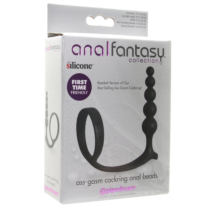 Anal Fantasy Ass-Gasm Beaded Cock Ring Plug in Black