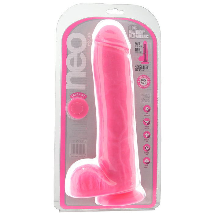 Neo 11 Inch Dual Density Ballsy Dildo in Pink