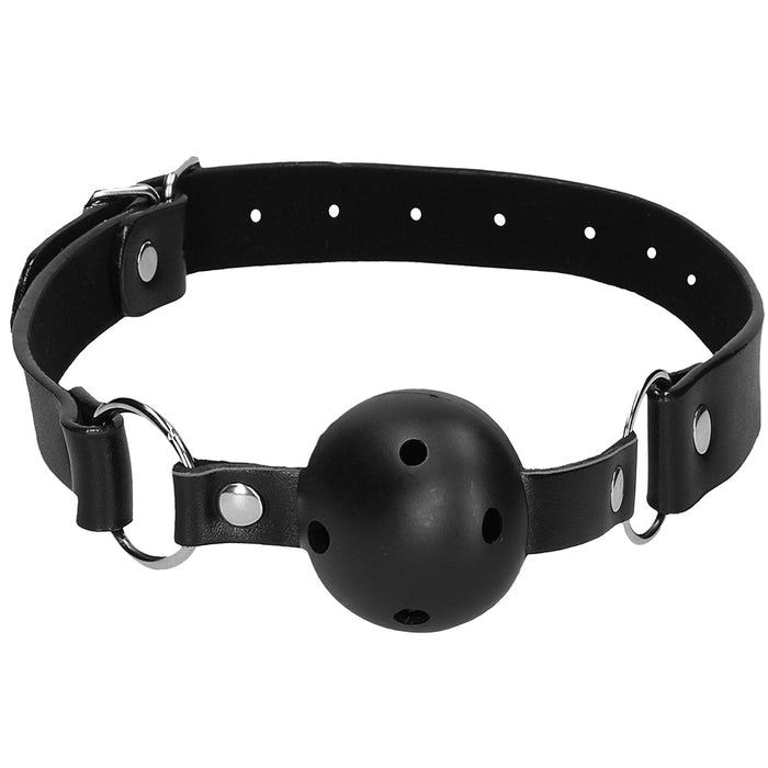 Black & White Breathable Ball Gag With Nipple Clamps