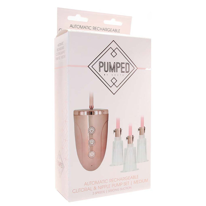 Pumped Rechargeable Clitoral & Nipple Pump Set in Large