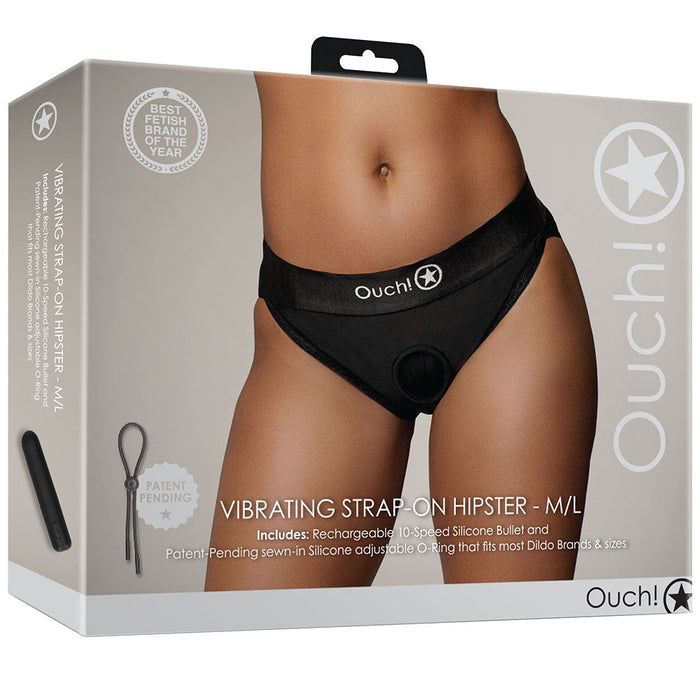 Ouch! Black Vibrating Strap-on Hipster /L