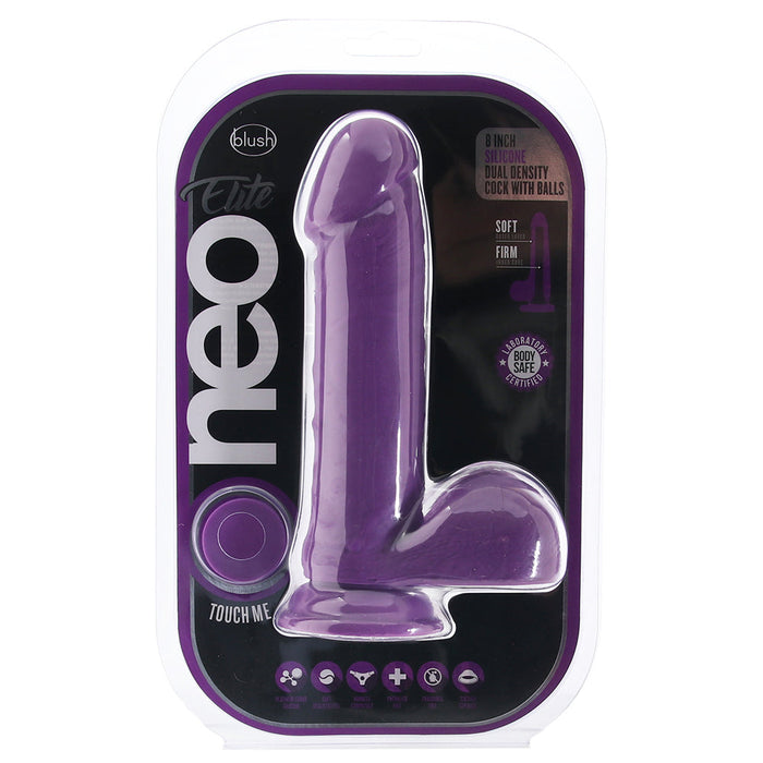 Neo Elite 8 Inch Silicone Dual Density Cock in Purple