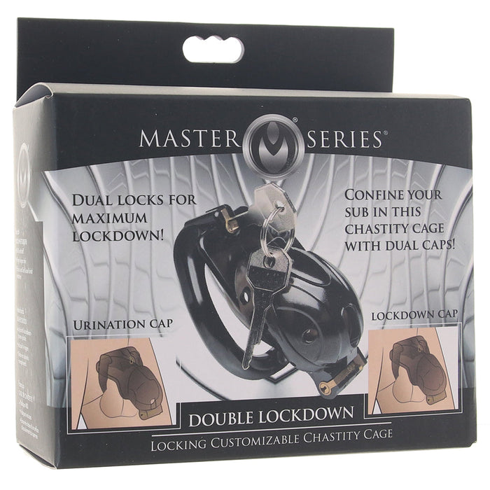 Master Series Double Lockdown Chastity Cage in Black